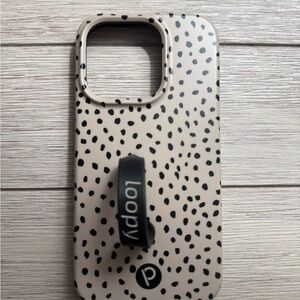 Tan & Black Dot Loopy Case Iphone 15/ 15 Pro